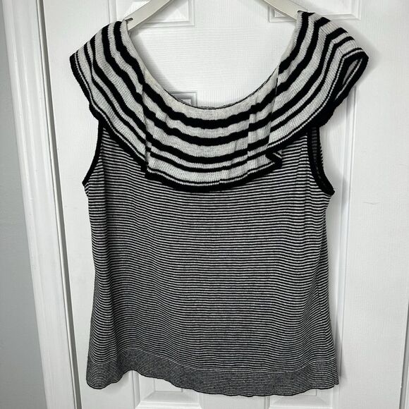 Lauren Ralph Lauren Linen Jeans Company Ruffle Top Women's Striped XL Knit - Picture 6 of 6